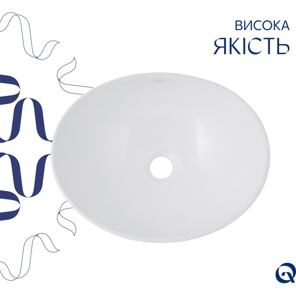 Умивальник Qtap Dove White Glossy QT06116062AW (41x34 см, чаша), фото , изображение 3