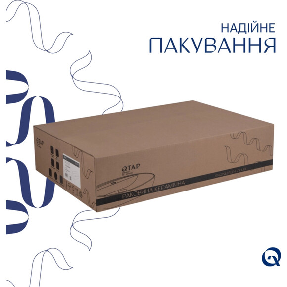Умивальник Qtap Scorpio White Glossy QT14112243WN48463 (55x39 см, з донним клапаном), фото , изображение 4