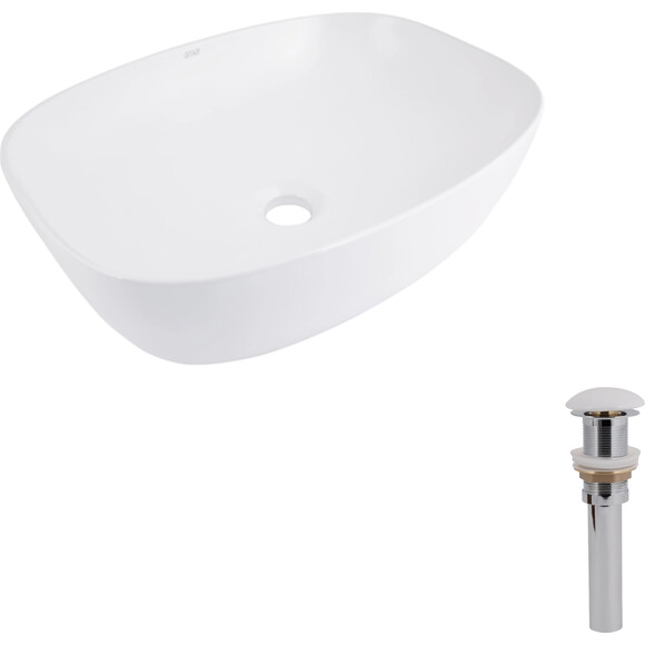 Умивальник Qtap Cardinal White Glossy QT04116302W48464 (50x38 см, чаша, з донним клапаном), Доступні розміри: 50 x 38, Колір виробника: білий глянець, фото 