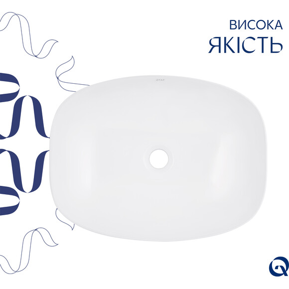 Умивальник Qtap Cardinal White Glossy QT04116302W48464 (50x38 см, чаша, з донним клапаном), Доступні розміри: 50 x 38, Колір виробника: білий глянець, фото , изображение 3