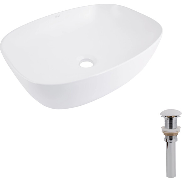 Умивальник Qtap Cardinal White Glossy QT04116257W48465 (60x38 см, чаша, з донним клапаном), Доступні розміри: 60 x 38, Колір виробника: білий глянець, фото 