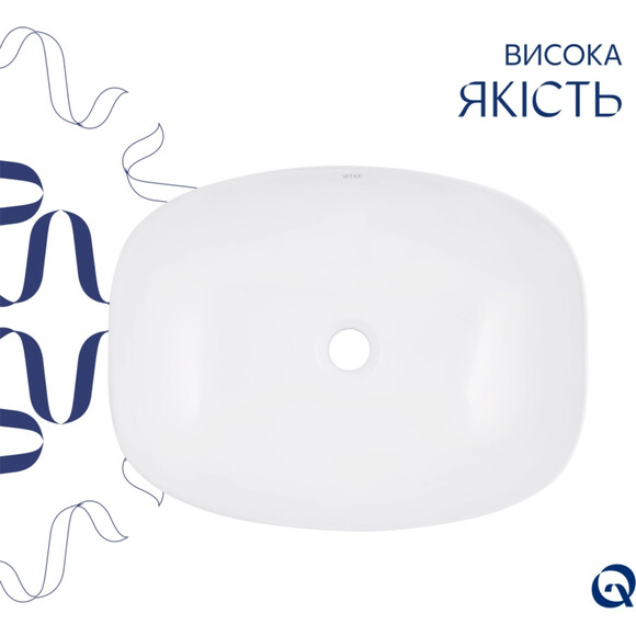 Умивальник Qtap Cardinal White Glossy QT04116257W48465 (60x38 см, чаша, з донним клапаном), Доступні розміри: 60 x 38, Колір виробника: білий глянець, фото , изображение 3