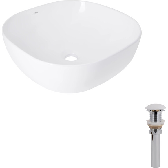 Умивальник Qtap Kolibri White Glossy QT10116303W48466 (40x40 см, чаша, з донним клапаном), Доступні розміри: 40 x 40, Колір виробника: білий глянець, фото 
