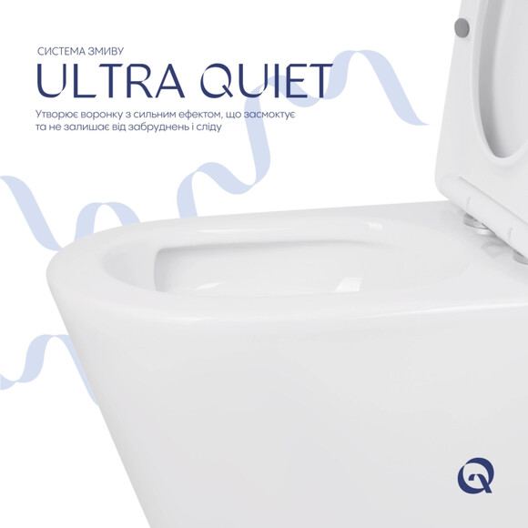 Безобідковий унітаз-компакт Qtap Swan Eco Ultra Quiet QTSWA27W48748 (воронкоподібний, з сидінням), фото , изображение 7