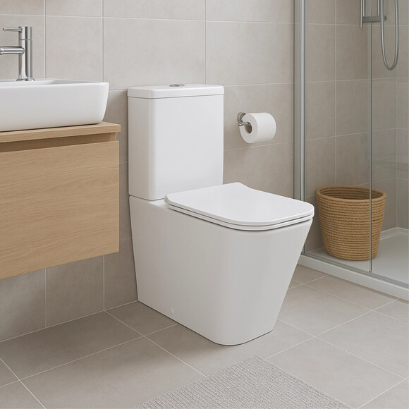 Безобідковий унітаз-компакт Qtap Crow Eco Rimless QTCRO27W48750 (з сидінням), фото , изображение 2