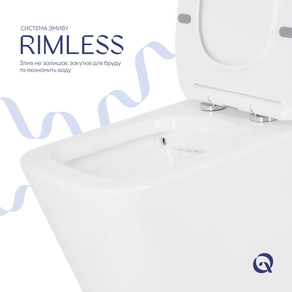 Безобідковий унітаз-компакт Qtap Crow Eco Rimless QTCRO27W48750 (з сидінням), фото , изображение 8
