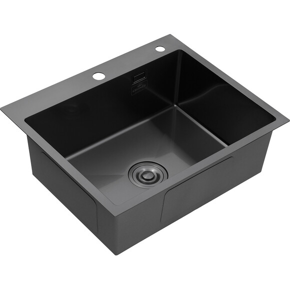 Кухонна мийка із змішувачем Kroner KRS6050HMPVDGRP03393BLKSP026 (60x50 см, 3.0/1.0 мм, з коландером, дозатором та сифоном), фото , изображение 4