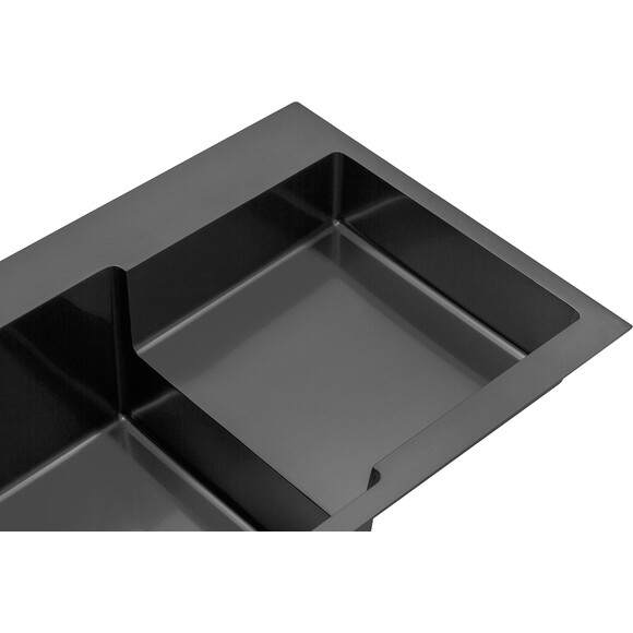 Кухонная мойка Kroner KRP Schwarze 7848LHM PVD (Schwarze-7848LHM, 78x48 см, 3.0/1.0 мм, с коландером и сифоном), Доступные размеры: 78 x 48 L, фото 6