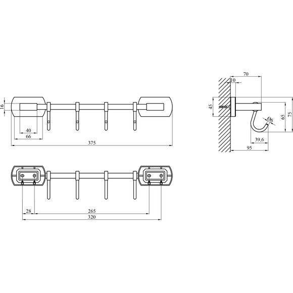 Крючок для ванной комнаты Kroner KRM Graz - C95618-4 (хром, четверной), Цвет производителя: хром, фото 4