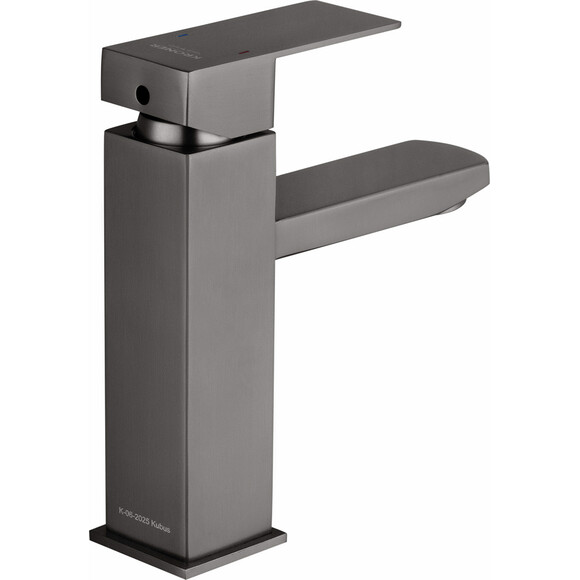 Смеситель для умывальника Kroner KRP Edelstahl Kubus PVD010 (графит), Цвет производителя: графит, фото 3