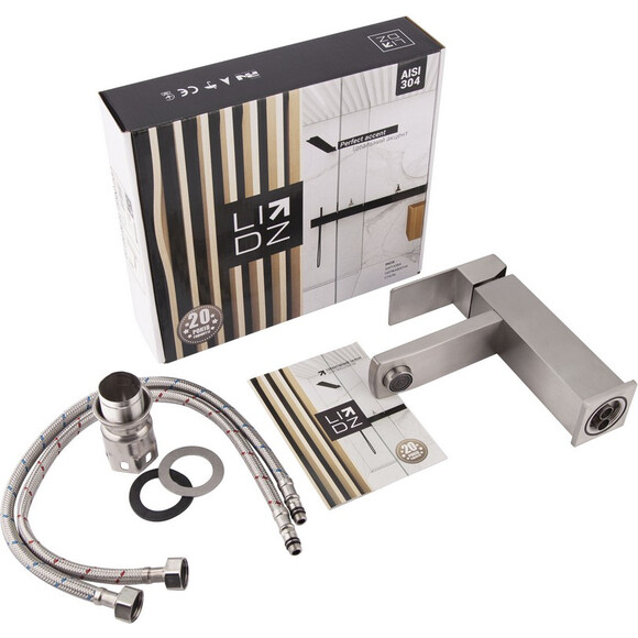 Комплект 2 в 1 LDKUB001FNKS2853449086: душова система Lidz Kubis 1120 Nickel LDKUB1120NKS46111 + змішувач для раковини Lidz Kubis 001F LDKUB001FNKS28534, фото , изображение 17