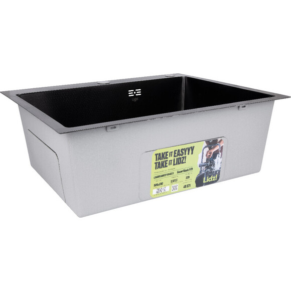 Мойка для кухни Lidz Handmade H6050HB Decor Black PVD Honeycomb LDH6050BDECPVD4837149129 (60x50 см, черный декор, 2.5/0.5 мм, с корзиной, сифоном и дозатором), Доступные размеры: 60 x 50, фото 9