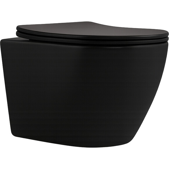 Комплект 2 в 1 QT13332381АSMB47628: безобідковий підвісний унітаз Qtap Robin New Ultra Quiet QT13332381АSMB + біде підвісне Qtap Robin QT1355046FMB, фото , изображение 2