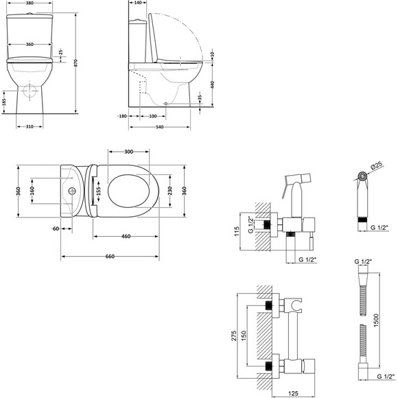 Комплект 2 в 1 QT13226083AMB49122: безобідковий унітаз-компакт Qtap Robin Ultra Quiet QT13226083AMB + гігієнічний душ із змішувачем Lidz Aria 110 Black LDARI110BLA43394, фото , изображение 20