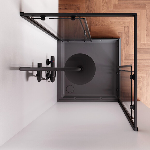 Душова кабіна Am.Pm Gem Square Slide W90UG-403-9090BT (90x90 см, прозоре скло, профіль чорний матовий), Доступні розміри: 90 x 90, Колір виробника: чорний матовий, фото , изображение 5