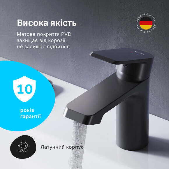 Змішувач для умивальника Am.Pm Flash F9H02122 (чорний матовий), Колір виробника: чорний матовий, фото , изображение 11