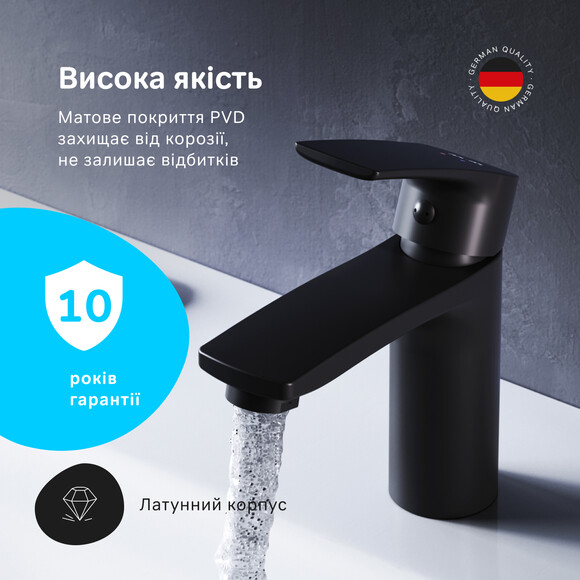 Змішувач для умивальника Am.Pm Pride F7C02122 (чорний матовий), Колір виробника: чорний матовий, фото , изображение 4