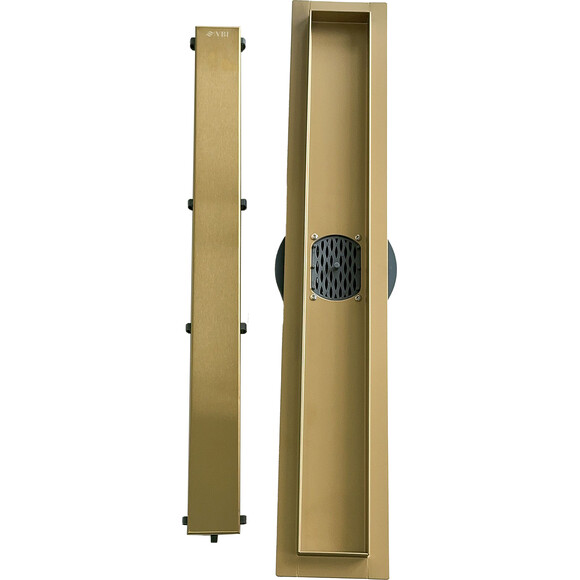 Душовий трап VBI Fort 90 Brushed Gold VBI-060109BG (90 см, брашоване золото), Колір виробника: золото брашоване (матове), Доступні розміри: 90, фото , изображение 3