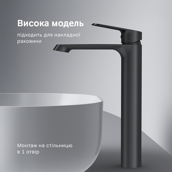 Смеситель для умывальника Am.Pm Func F8F92022 (черный матовый, высокий), Цвет производителя: черный матовый, фото 15