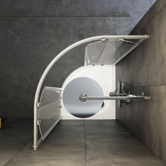 Душова кабіна Am.Pm Gem 1/4 Round W90UG-401-8080-MT (80x80 см, скло прозоре, профіль матовий хром), Доступні розміри: 80 x 80, Колір виробника: сатин (хром матовий), фото , изображение 5