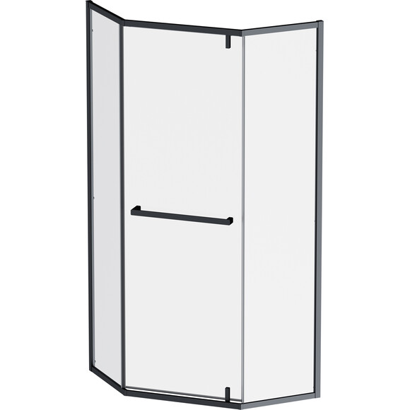 Душова кабіна Am.Pm Gem 5-corner Pivot W90UG-405-9090-BT (90x90 см, прозоре скло, профіль чорний матовий), Колір виробника: чорний матовий, фото 