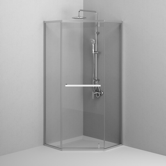 Душевая кабина Am.Pm Gem 5-corner Pivot W90UG-405-9090-MT (90x90 см, стекло прозрачное, профиль матовый хром), Цвет производителя: сатин (хром матовый), фото 5