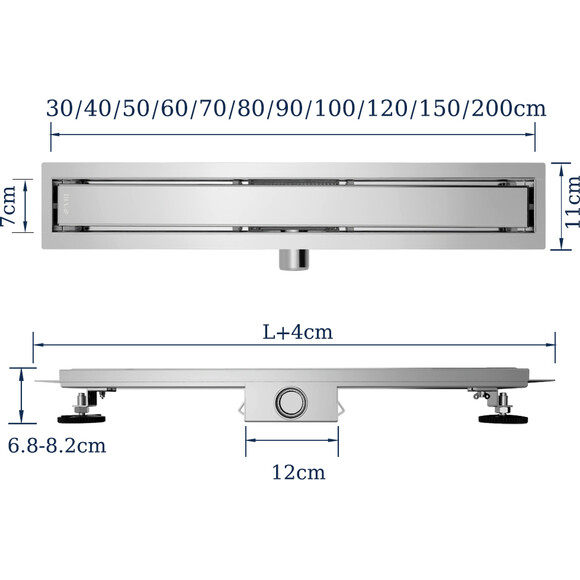 Душовий трап VBI Kent 70 Chrome VBI-060307CH (70 см, хром), Колір виробника: хром, Доступні розміри: 70, фото , изображение 8