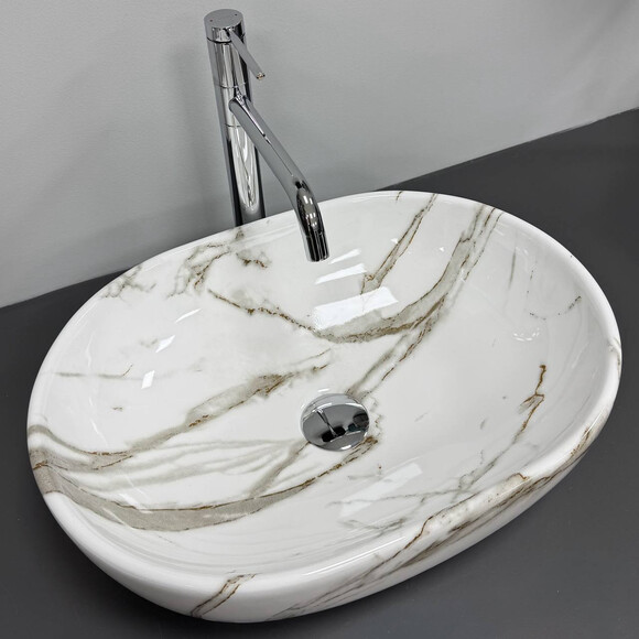 Умивальник VBI Modena S Lava VBI-012005 (48x35 см, мармур, чаша), Доступні розміри: 47 x 34, Колір виробника: мармур, фото , изображение 2