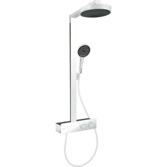 Душова система із термостатом Hansgrohe Rainfinity EcoSmart Showerpipe 250 1jet White Matt 28742700 (біла матова, з поличкою), Колір виробника: білий матовий, фото 