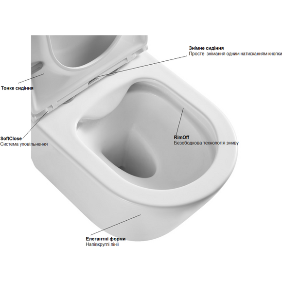 Безободковый подвесной унитаз Ravak Concept Cube RimOff RKUM000011 (c сиденьем), фото 5