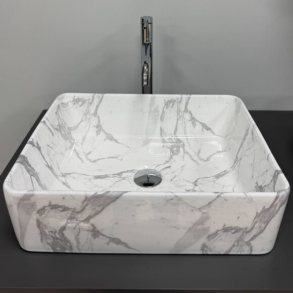 Умивальник VBI Asti M Calcatta VBI-013004 (47x37 см, мармур глянсовий), Доступні розміри: 48 x 37, Колір виробника: мармур глянсовий, фото , изображение 3