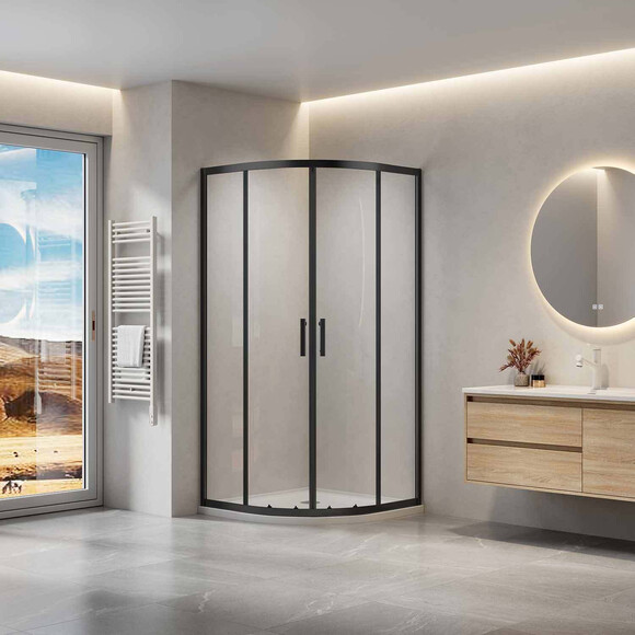Душевая кабина Domospa by Ravak Slide SLCP4-90 (RKUC500027, 90x90 см, стекло прозрачное, профиль черный матовый), Цвет производителя: прозрачное стекло, отделка черная матовая, фото 3