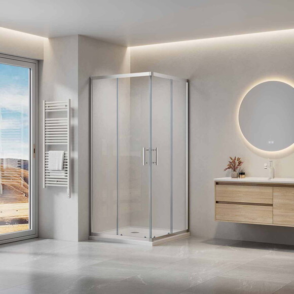 Душова кабіна Domospa by Ravak Slide SLRV2-90 (RKUC500028, 90x90 см, скло прозоре, профіль хром), Доступні розміри: 90 x 90, Колір виробника: прозоре скло, обробка хром, фото , изображение 3