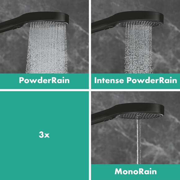 Душевая система с термостатом Hansgrohe Rainfinity EcoSmart Showerpipe 250 1jet Black Matt 28742670 (черная матовая, с полочкой), Цвет производителя: черный матовый, фото 7