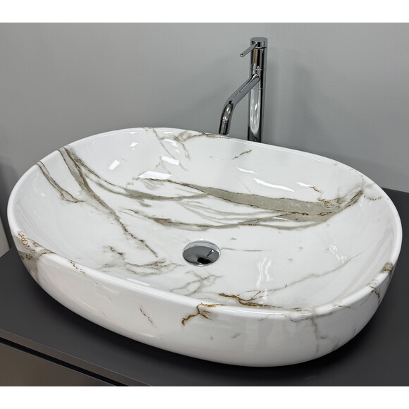 Умывальник VBI Modena Lava VBI-012006 (59x42 см, мрамор, чаша), Доступные размеры: 59 x 42, Цвет производителя: мрамор глянцевый, фото 