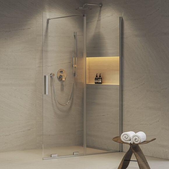 Душові двері Ravak Roll ROWI 100 X9WVA0C00Z1 (100 см, скло прозоре, профіль хром), Доступні розміри: 100, Колір виробника: прозоре скло, обробка хром, Расположение проема (входа): универсальное (оборачиваемое), фото , изображение 2