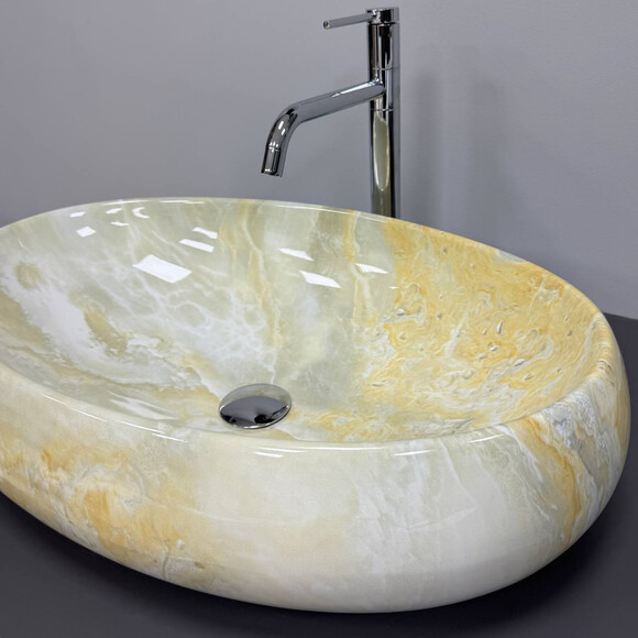 Умивальник VBI Veneto M Labradorite VBI-012811 (59x37 см, лабрадорит, чаша), Доступні розміри: 59 x 37, Колір виробника: лабрадорит глянсовий, фото , изображение 4