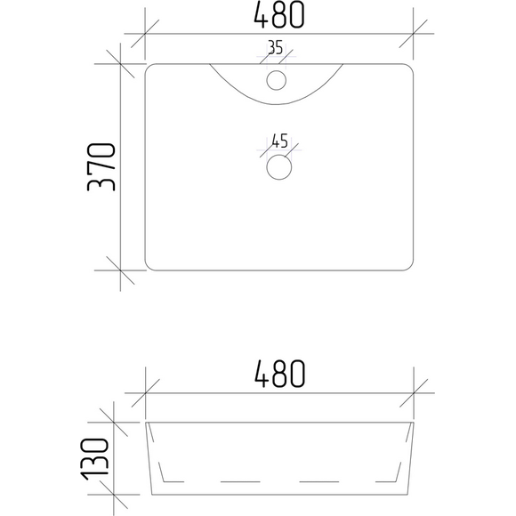Умивальник VBI Forli Black Lined VBI-011108 (48x37 см, білий глянсовий із чорним бортиком), Доступні розміри: 48 x 37, Колір виробника: білий глянець, чорний бортик, фото , изображение 5