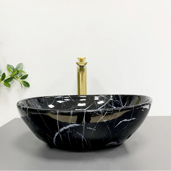 Умивальник VBI Parma Black Stone Glossy VBI-011014 (41x31 см, чорний камінь глянсовий, чаша), Доступні розміри: 41 x 31, Колір виробника: чорний камінь глянсовий, фото , изображение 2
