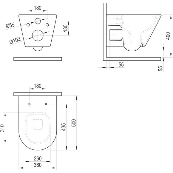 Безободковый подвесной унитаз Ravak Life RimOff X01951 (c сиденьем), фото 12