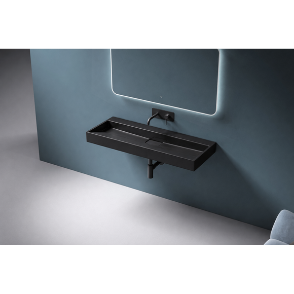 Умивальник VBI Este 120 Black VBI-019929 (120x46 см, чорний матовий), Доступні розміри: 120 x 46, Колір виробника: чорний матовий, фото , изображение 3