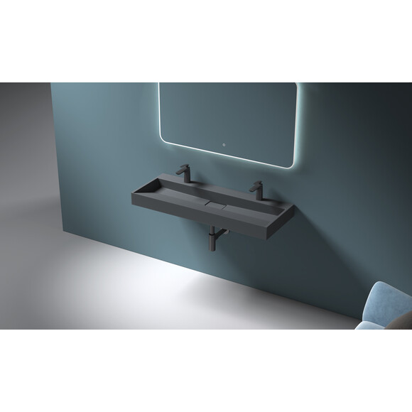 Умивальник VBI Este 120 Black 2/O VBI-019930 (120x46 см, чорний матовий), Доступні розміри: 120 x 46, Колір виробника: чорний матовий 2/о, фото , изображение 5