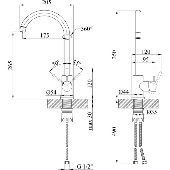 Кухонна мийка зі змішувачем Kroner KRD6050HMPVDSCH035PVDSP026 (60x50 см, 2.5/0.5 мм, c дозатором та сифоном), фото , изображение 21