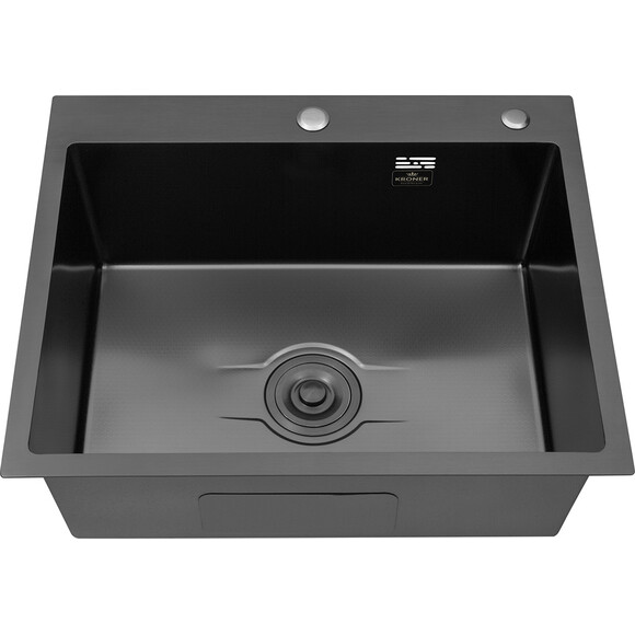Кухонна мийка зі змішувачем Kroner KRD6050HMPVDSCH035PVDSP026 (60x50 см, 2.5/0.5 мм, c дозатором та сифоном), фото , изображение 4