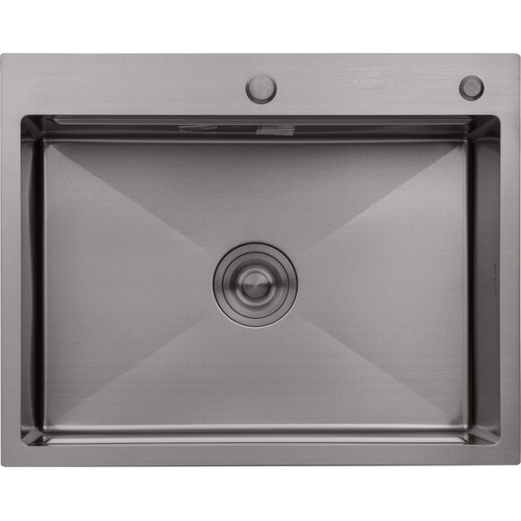 Кухонна мийка зі змішувачем Kroner KRS6350HMGRP030SP026 (63x50 см, 3.0/1.0 мм, з коландером, дозатором та сифоном), фото , изображение 10