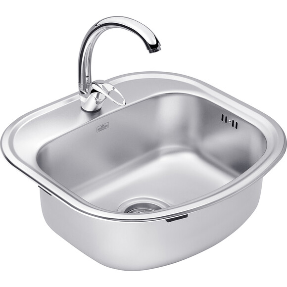 Комплект S474908ALC032: кухонна мийка Kroner KRP Satin - 4749 + змішувач для кухні Agua Leon - C032, фото 