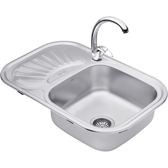 Комплект S754908ALC032: кухонна мийка Kroner KRP Satin - 7549 + змішувач для кухні Agua Leon - C032, фото 