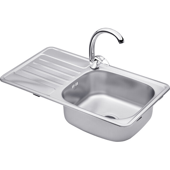 Комплект S764208ALC032: кухонна мийка Kroner KRP Satin - 7642 + змішувач для кухні Agua Leon - C032, фото 