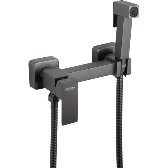 Гигиенический душ со смесителем Kroner KRP Edelstahl Kubus PVD052 (графит, скрытого монтажа), Цвет производителя: графит, фото 