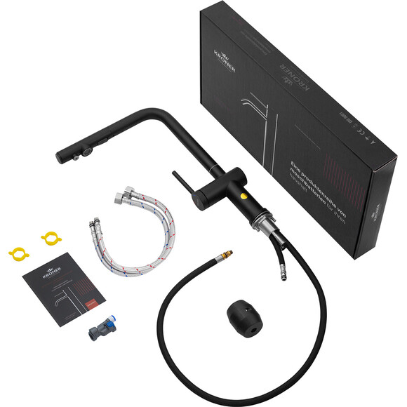 Смеситель для кухни Kroner KRP Küche SCH03839 (черный матовый, с выдвижной лейкой и подключением питьевой воды), Цвет производителя: черный матовый, фото 10